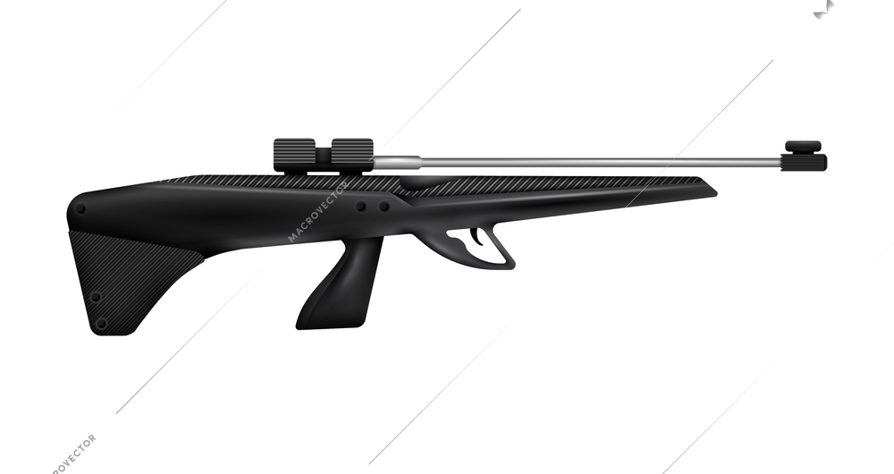 Realistic black biathlon rifle on white background vector illustration