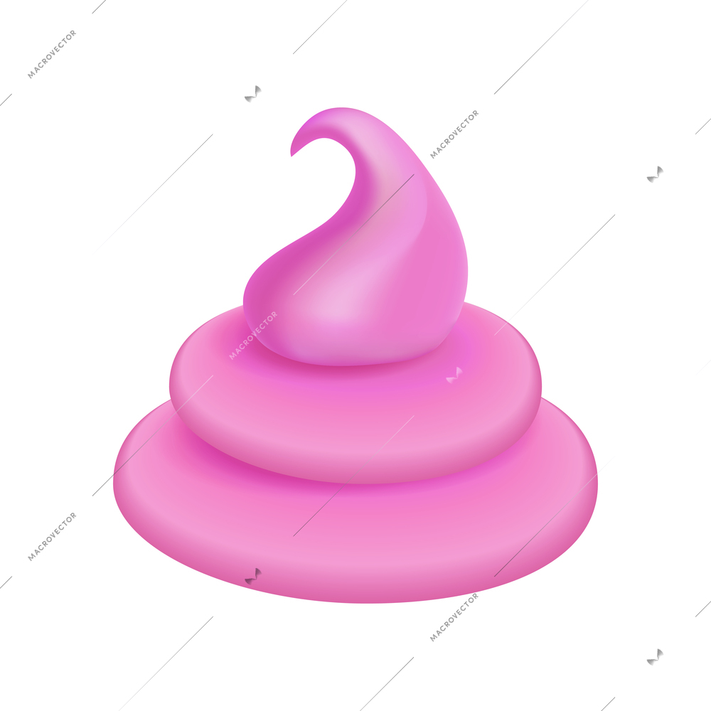 Whipped pink cream dessert decoration realistic vector illustration