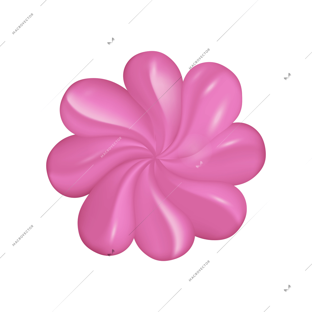 Pink whipped cream swirl for cupcake decoration top view realistic vector illustration