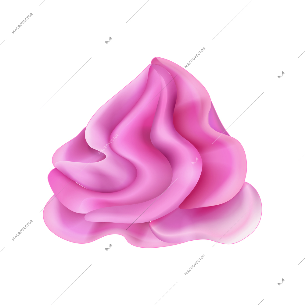 Pink whipped cream decoration for dessert realistic vector illustration