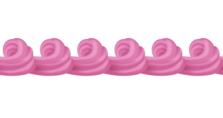 Pink whipped cream curl border realistic vector illustration