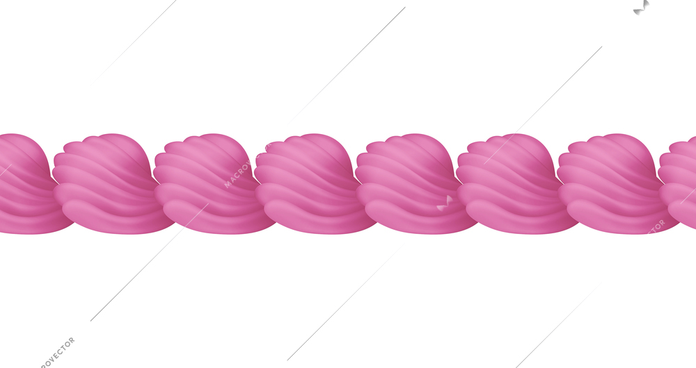 Realistic pink whipped cream border decoration vector illustration