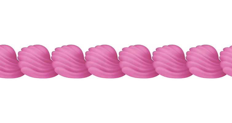 Realistic pink whipped cream border decoration vector illustration