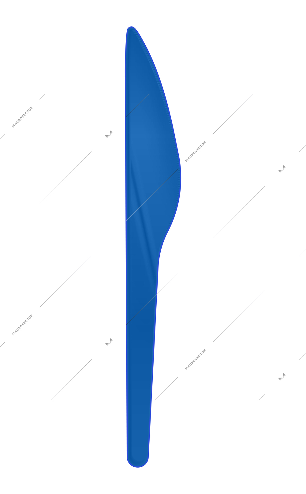 Disposable blue plastic knife top view realistic vector illustration