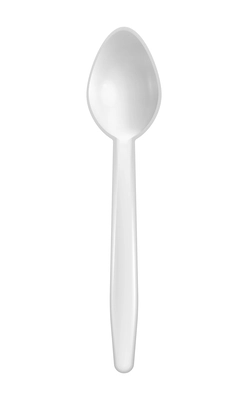 Disposable white plastic spoon realistic vector illustration