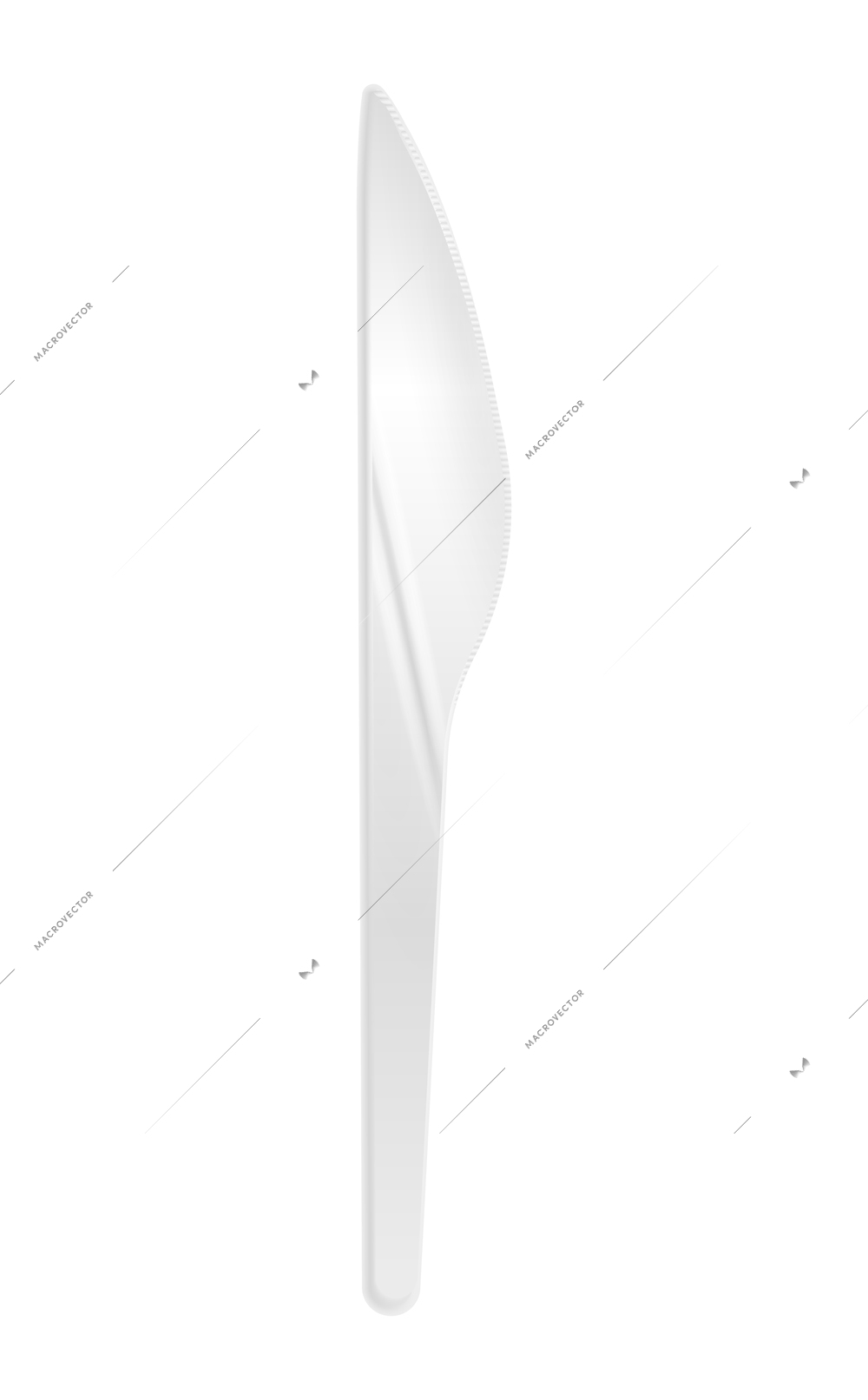 Disposable white plastic knife realistic vector illustration