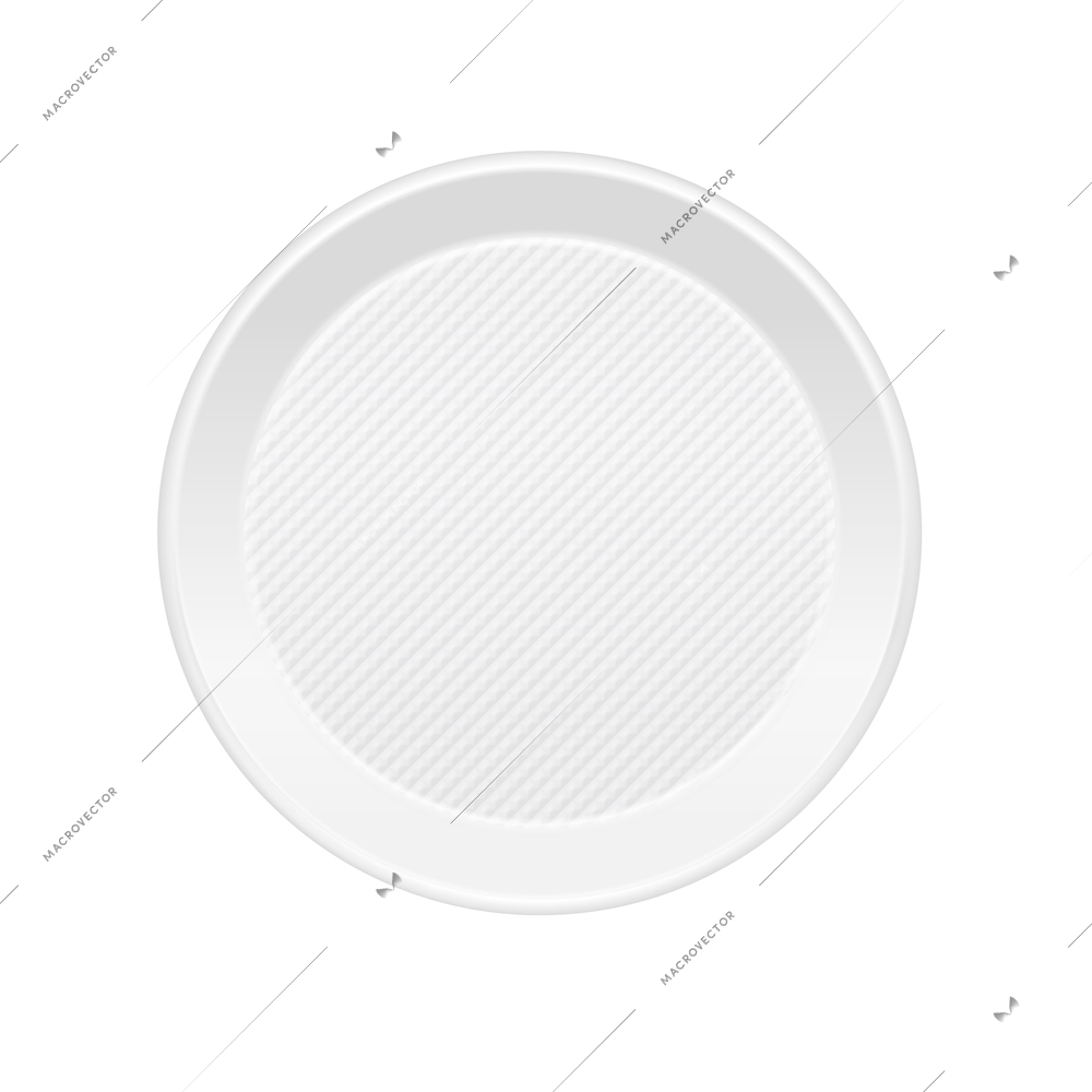 Realistic empty disposable white plastic plate vector illustration