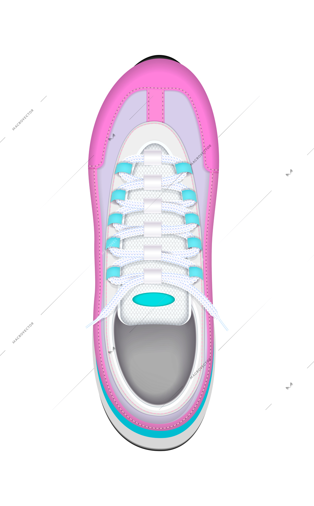 Colorful female sneaker top view realistic vector illustration