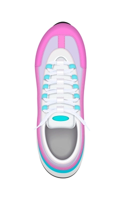 Colorful female sneaker top view realistic vector illustration