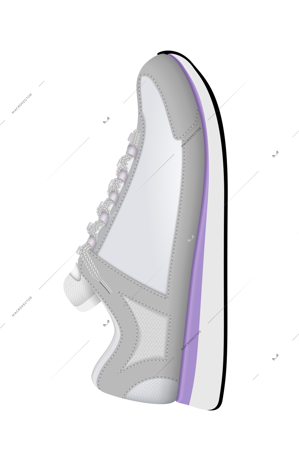 Realistic fashionable sport shoe side view vector illustration