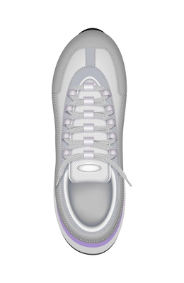 Realistic grey unisex sneaker top view vector illustration