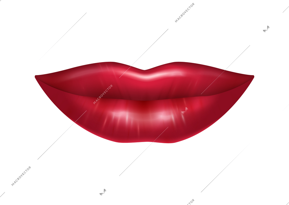 Beautiful smiling female lips with glossy lipstick realistic vector illustration