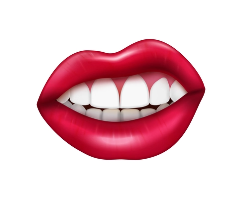 Woman mouth expression lips body language emotion realistic vector illustration