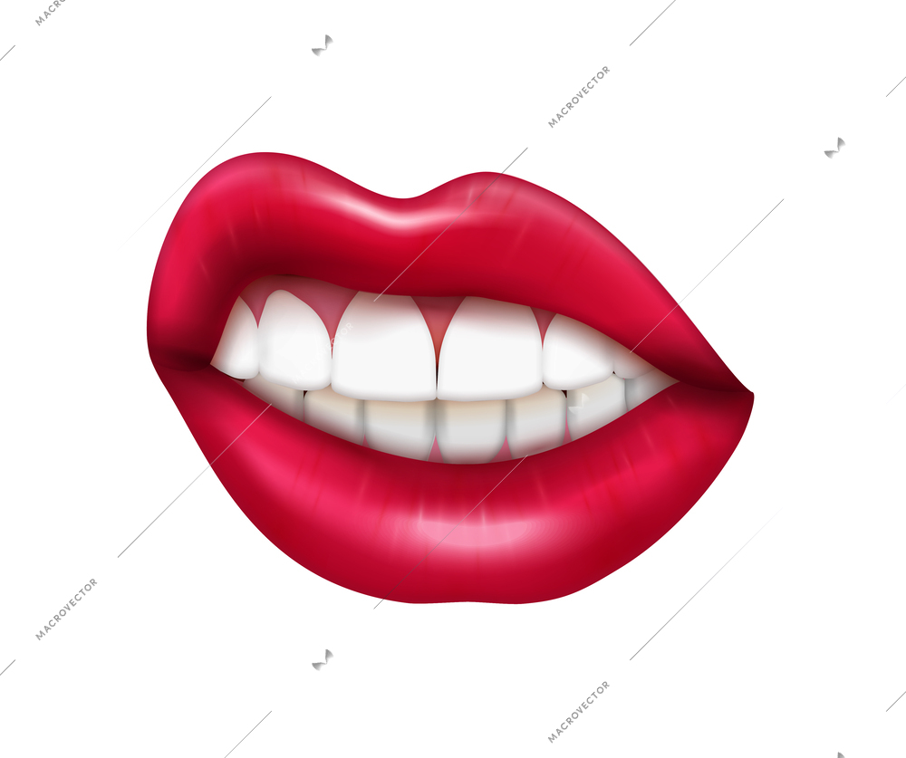 Female mouth expression with glossy lips realistic vector illustration