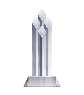 Realistic transparent award trophy on white background vector illustration