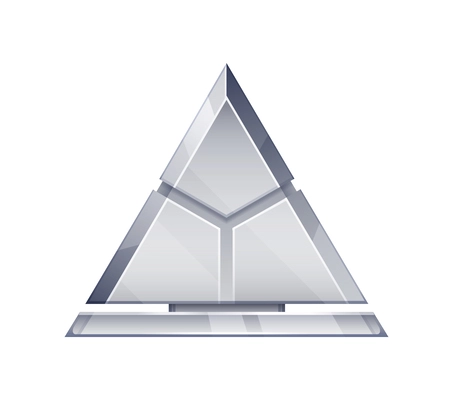 Realistic blank transparent triangular trophy vector illustration