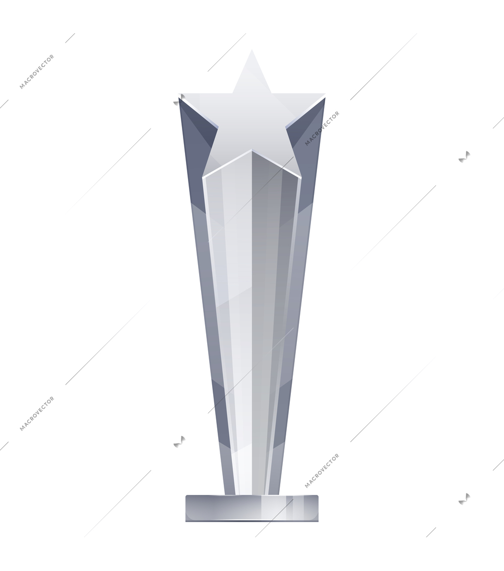 Transparent star shaped trophy realistic vector illustration