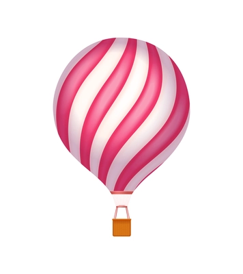 Realistic striped hot air balloon vector illustration