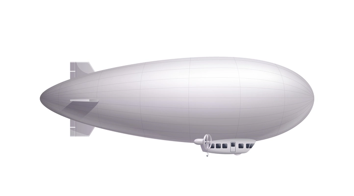 Realistic blank dirigible against white background vector illustration