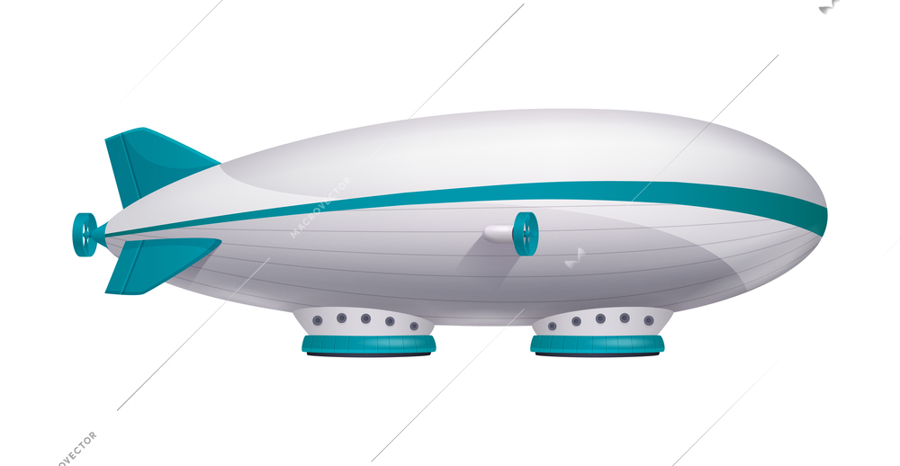 Realistic dirigible on white background vector illustration