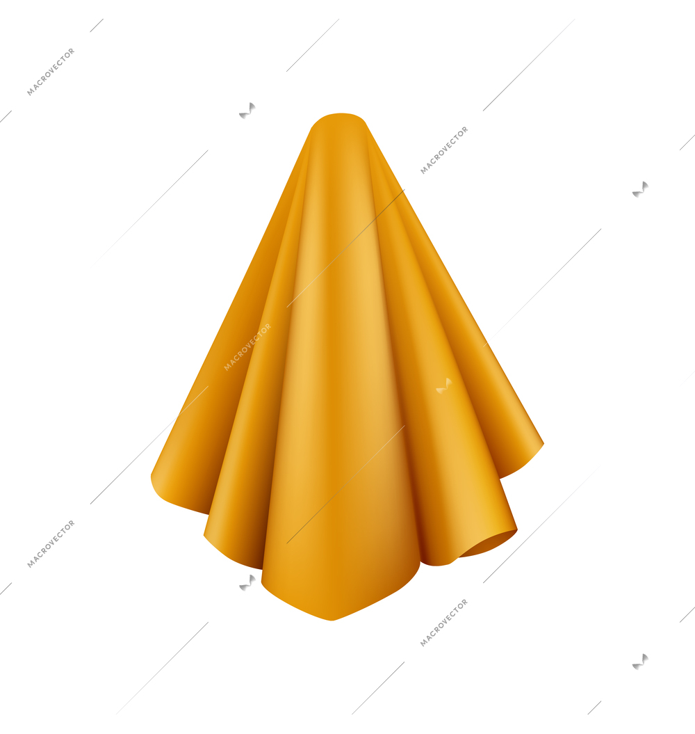 Object covered with golden silk cloth realistic vector illustration