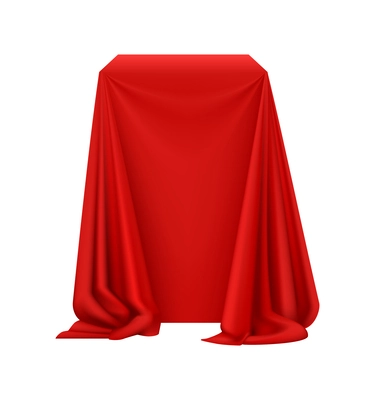 Red silk cloth covered object for exhibition show event realistic vector illustration