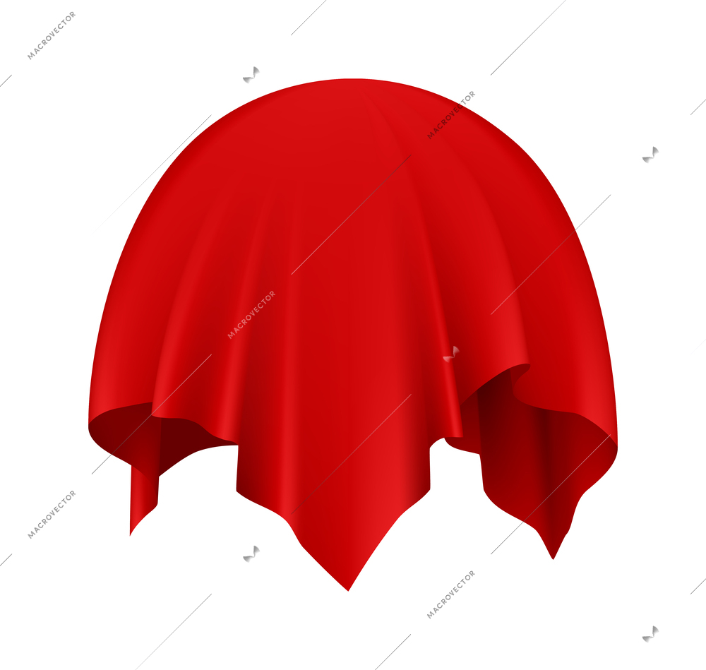 Realistic red silk cloth covered round object vector illustration
