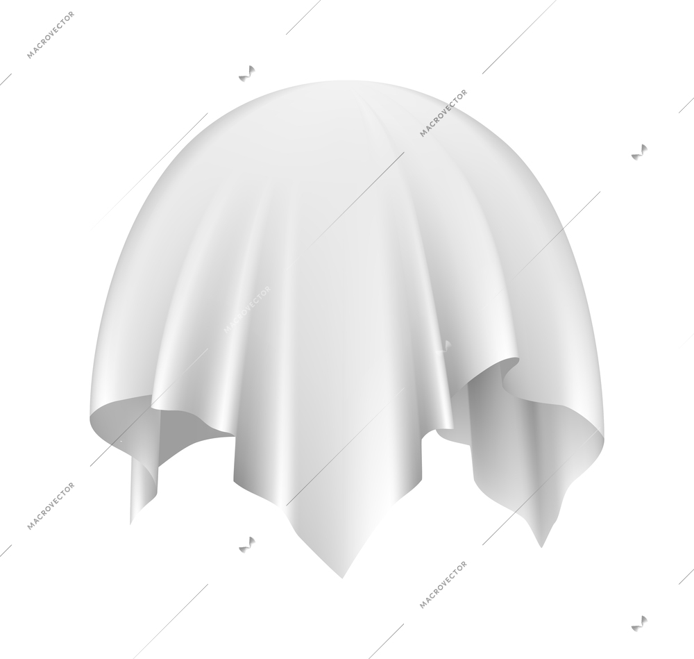 White silk cloth covered round object realistic vector illustration