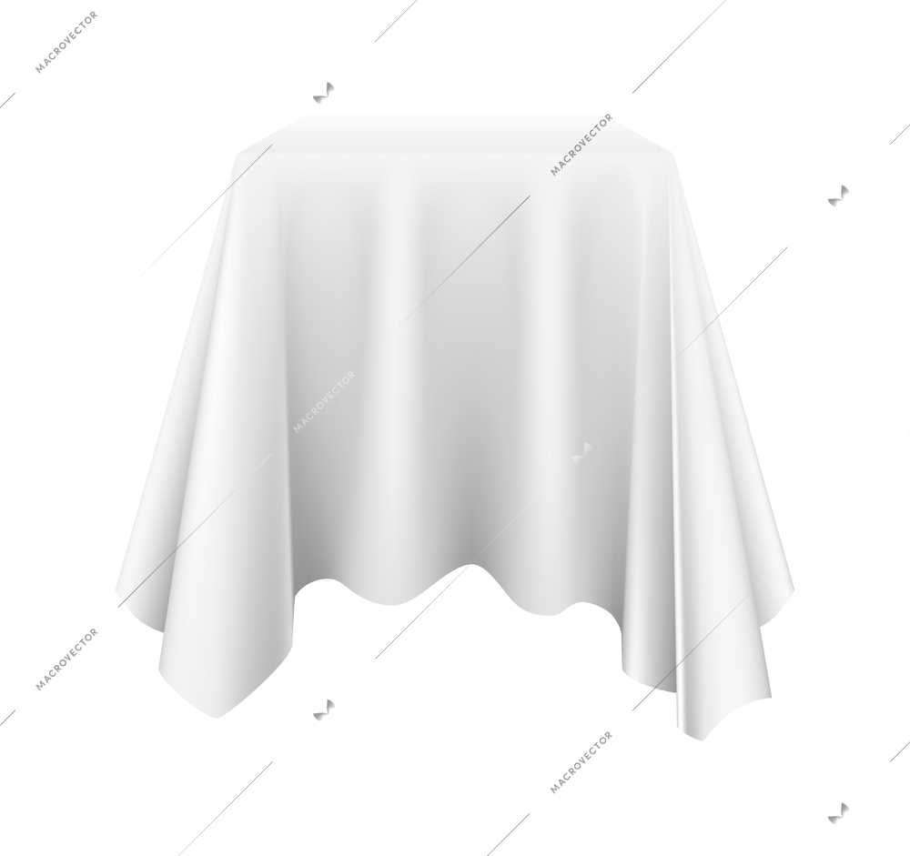 White silk cloth covered object realistic vector illustration