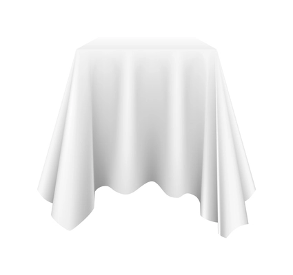 White silk cloth covered object realistic vector illustration