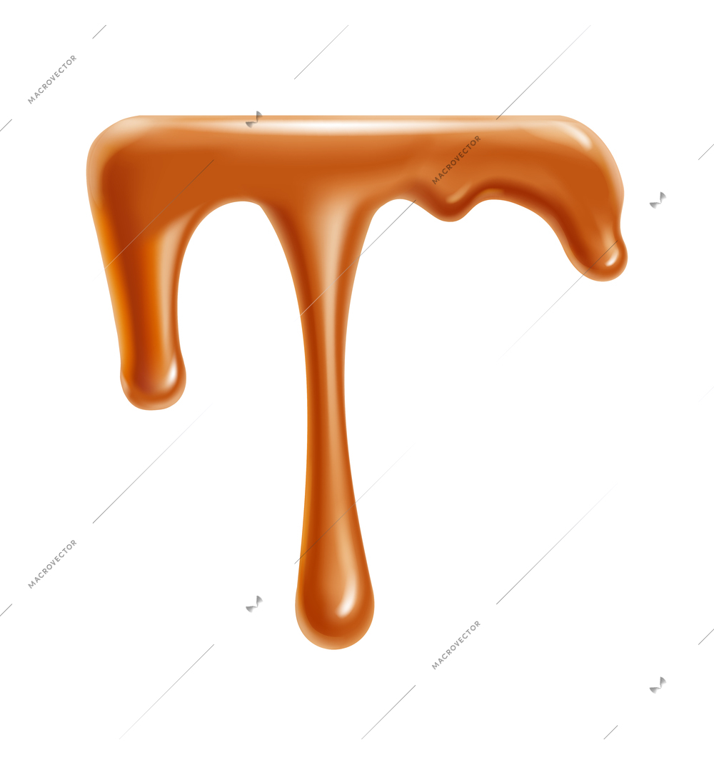 Realistic flowing caramel drops vector illustration