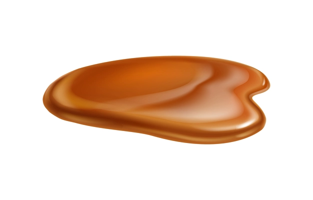 Realistic melted caramel puddle on white background vector illustration