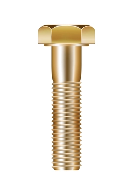 Realistic shiny golden screw bolt vector illustration