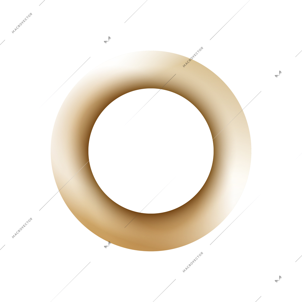 Realistic golden flat washer top view vector illustration