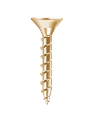 Realistic metal golden screw on white background vector illustration