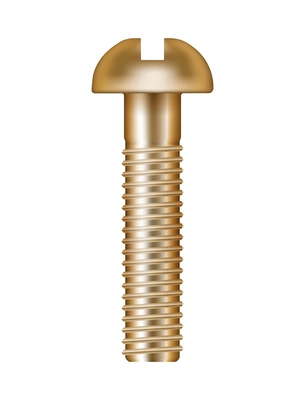 Shiny golden screw against white background realistic vector illustration