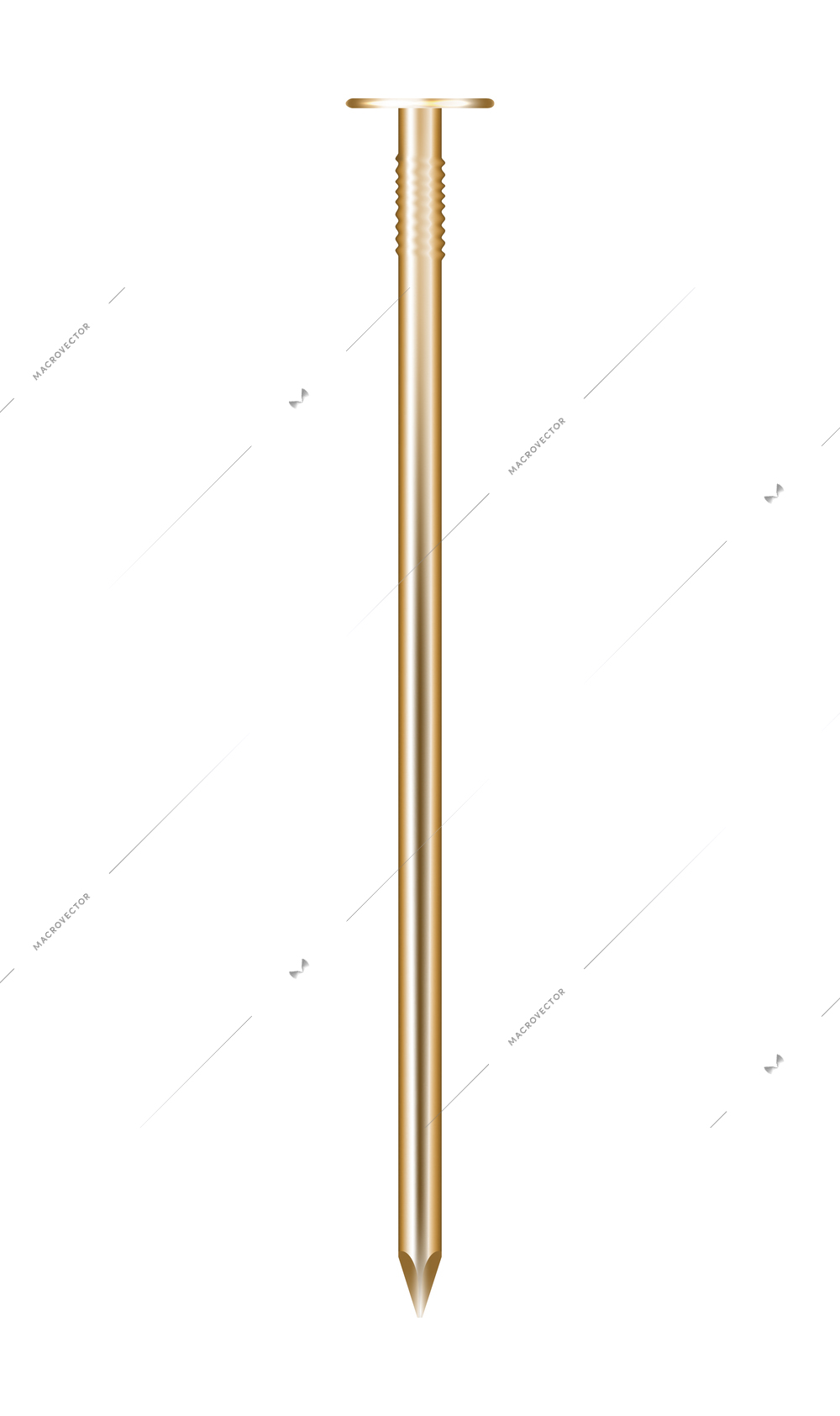 Realistic golden nail on white background vector illustration