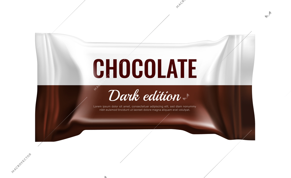 Realistic dark chocolate candy packaging design template vector illustration