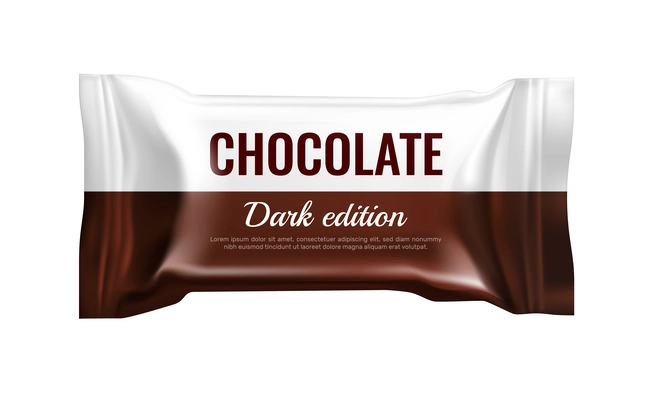 Realistic dark chocolate candy packaging design template vector illustration