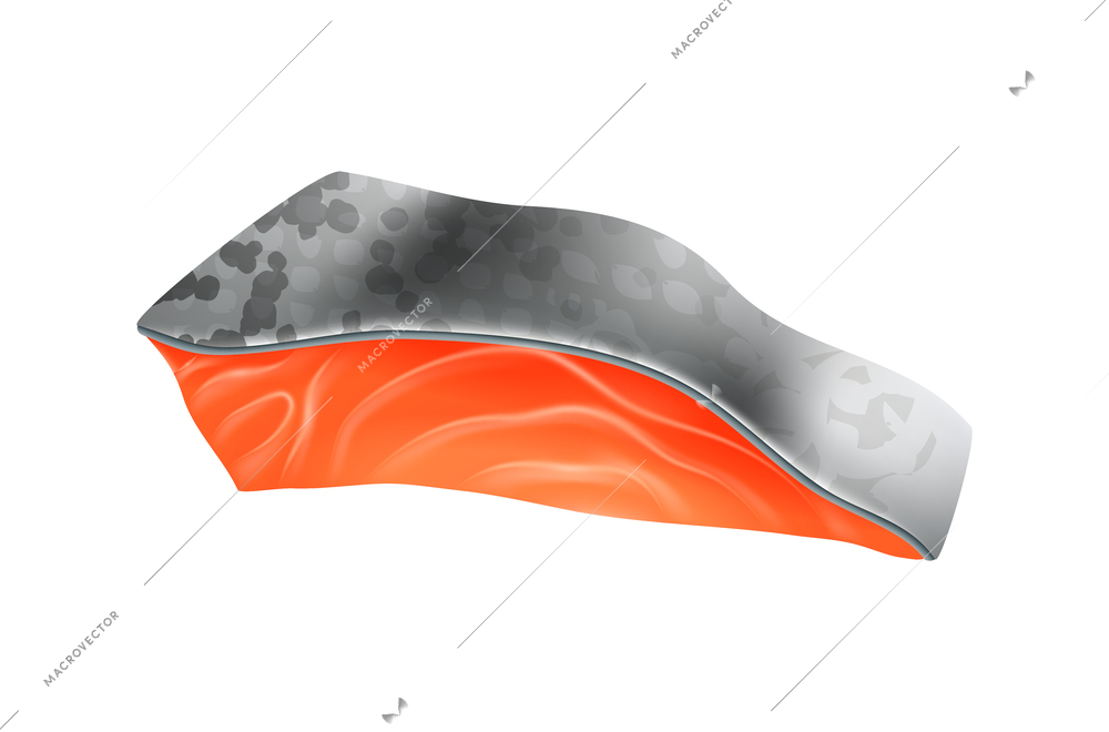 Raw salmon fillet on white background realistic vector illustration