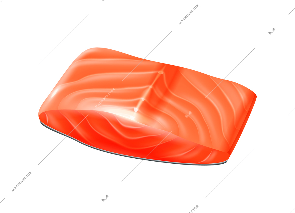 Fresh raw salmon fillet realistic vector illustration