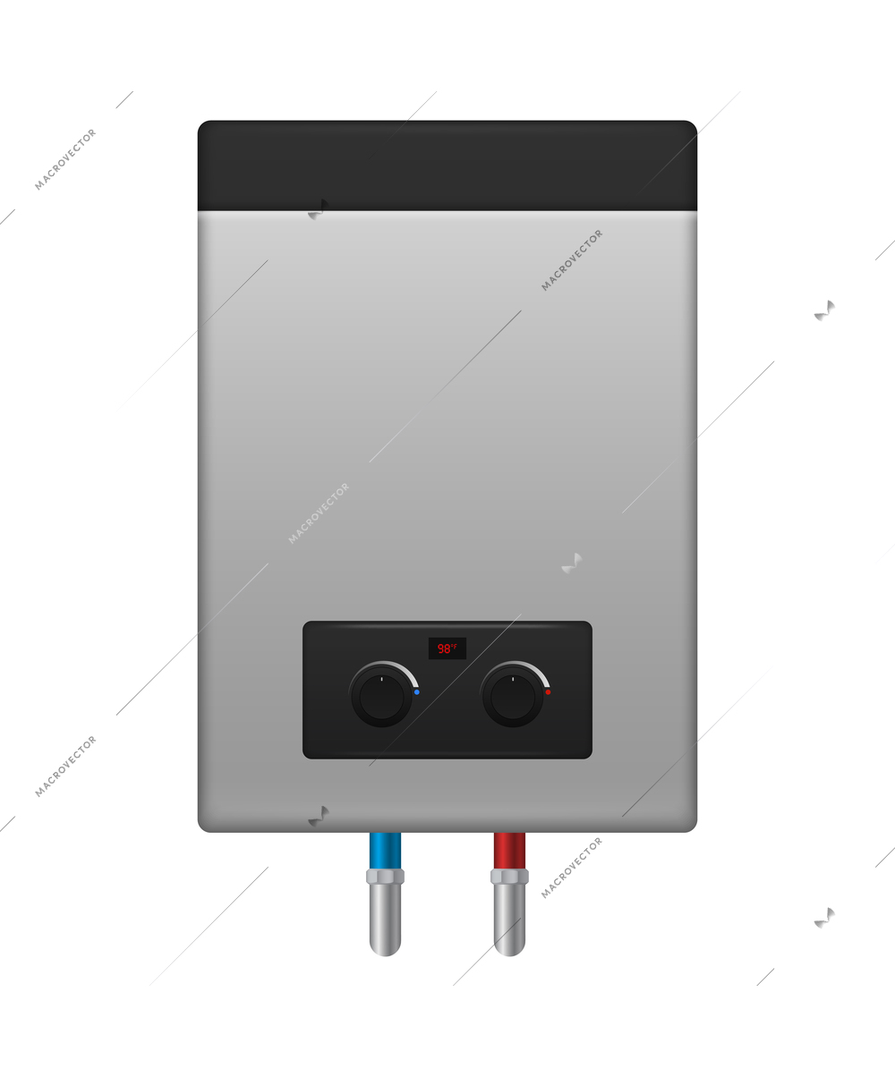 Modern water boiler against white background realistic vector illustration