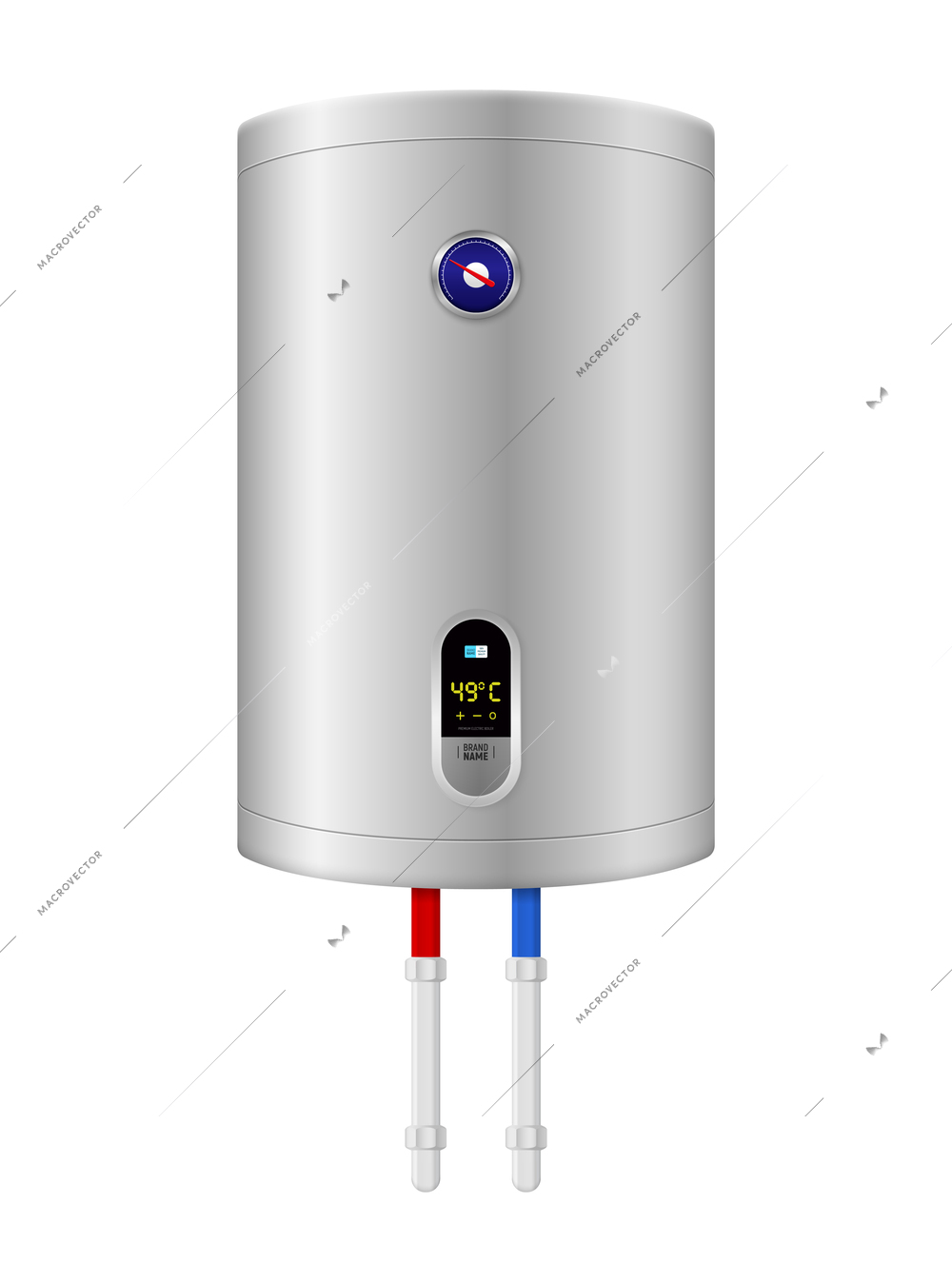 Realistic electric water heater on white background vector illustration