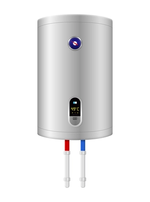 Realistic electric water heater on white background vector illustration