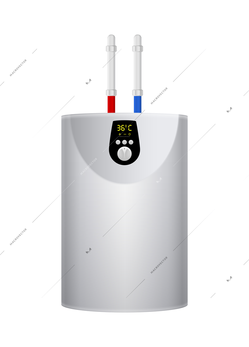 Realistic modern water heater on white background vector illustration