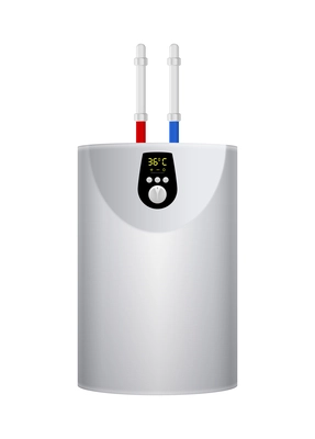 Realistic modern water heater on white background vector illustration