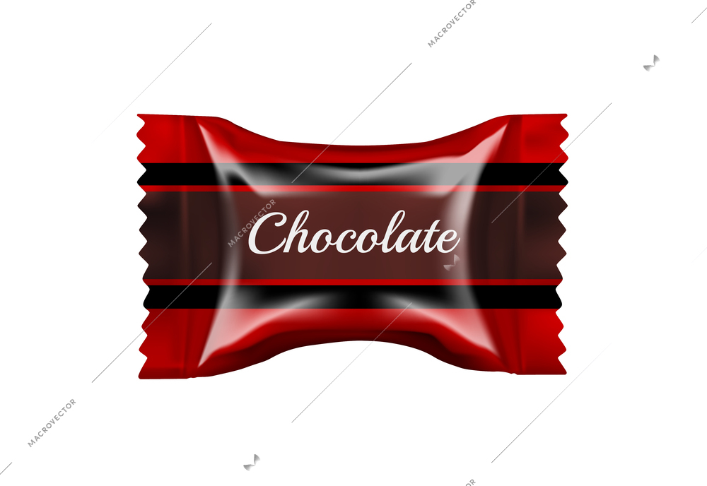 Chocolate candy realistic packaging design vector illustration