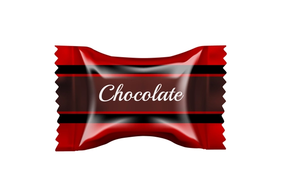 Chocolate candy realistic packaging design vector illustration