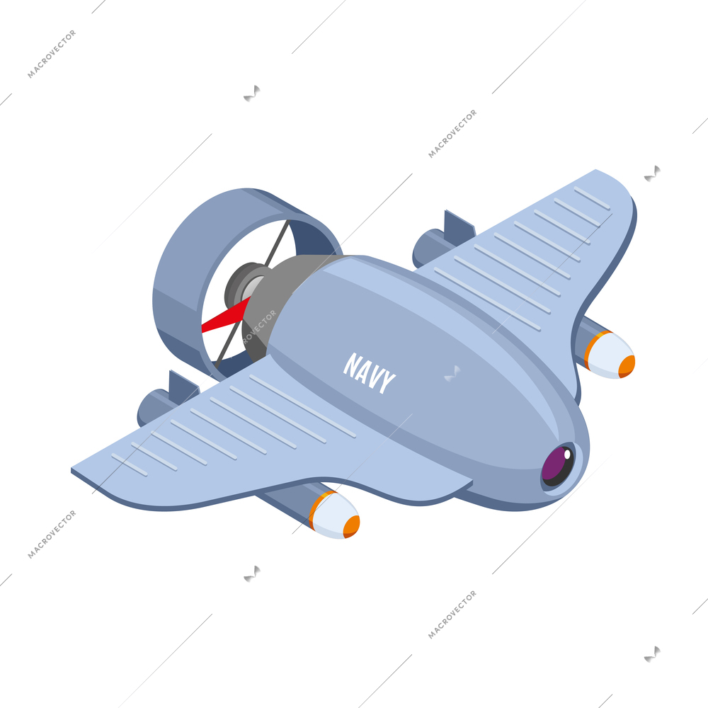 Military robot isometric icon with underwater navy drone 3d vector illustration