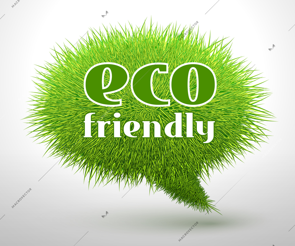 Eco friendly, green grass concept or emblem isolated vector illustration
